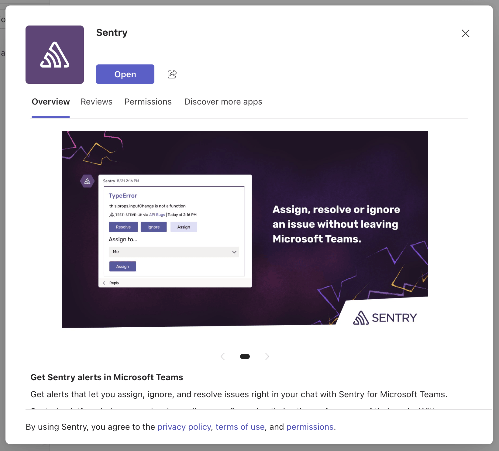 Microsoft Teams installation modal
