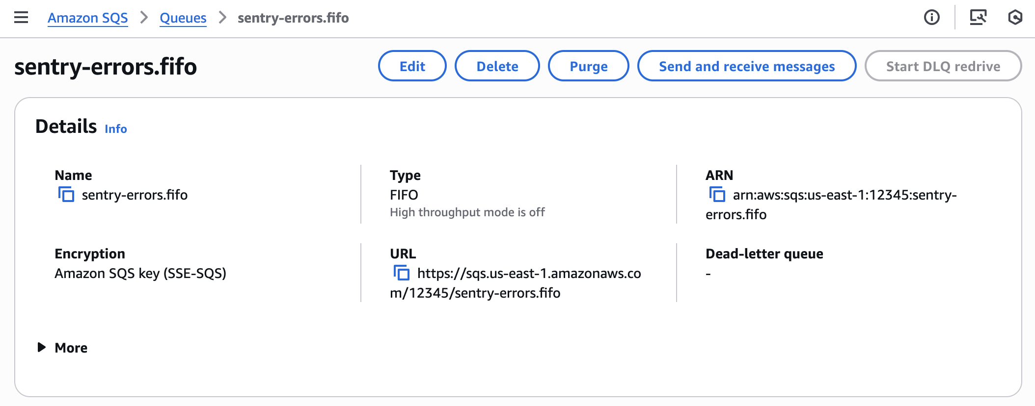 Amazon SQS queue details