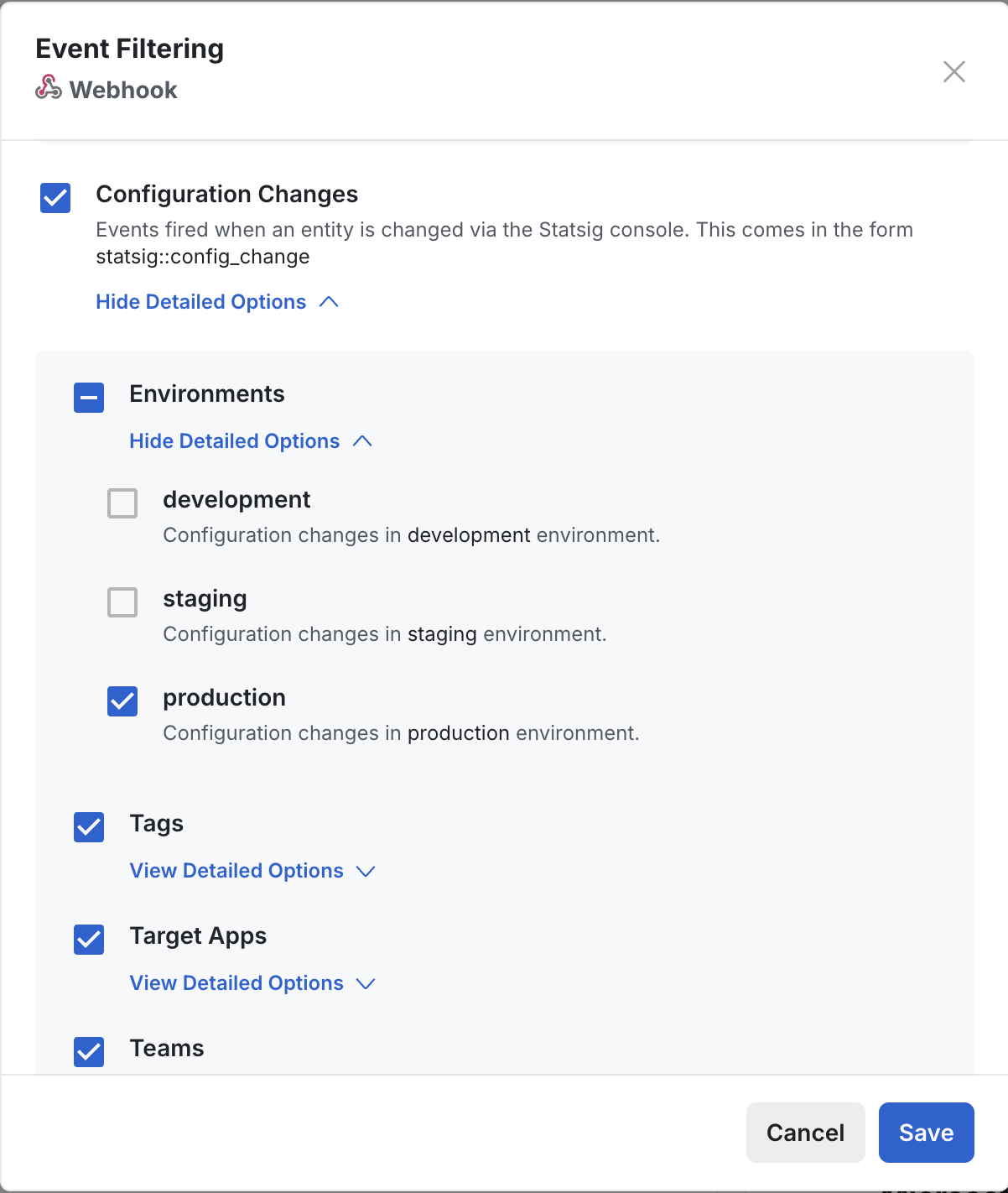 Statsig Event Filters