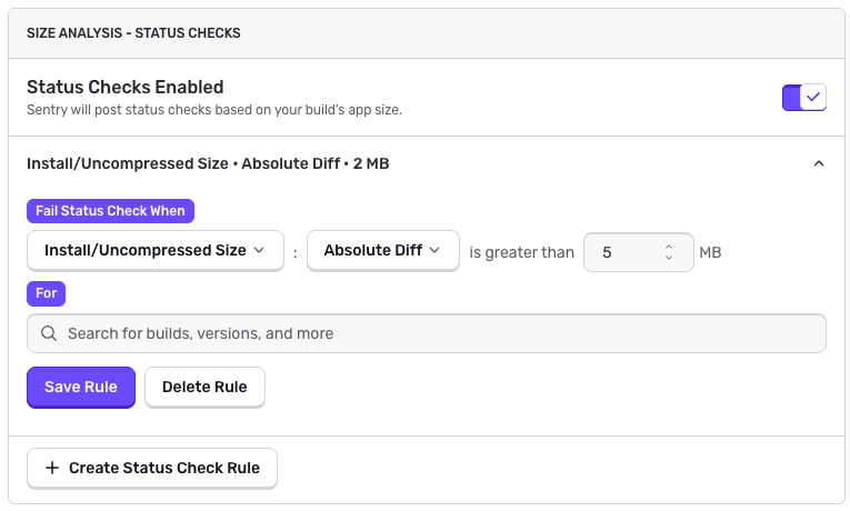 Status Check Rule Configuration