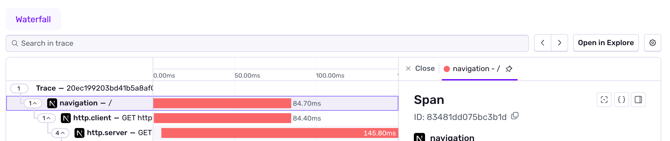 Previous and next trace links
